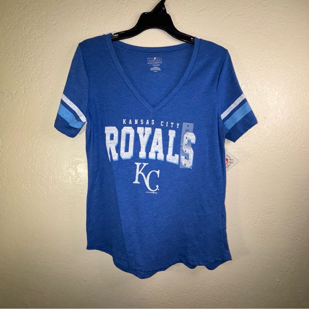 Women’s MLB KC Royals Blue Vneck Tee NWT size small